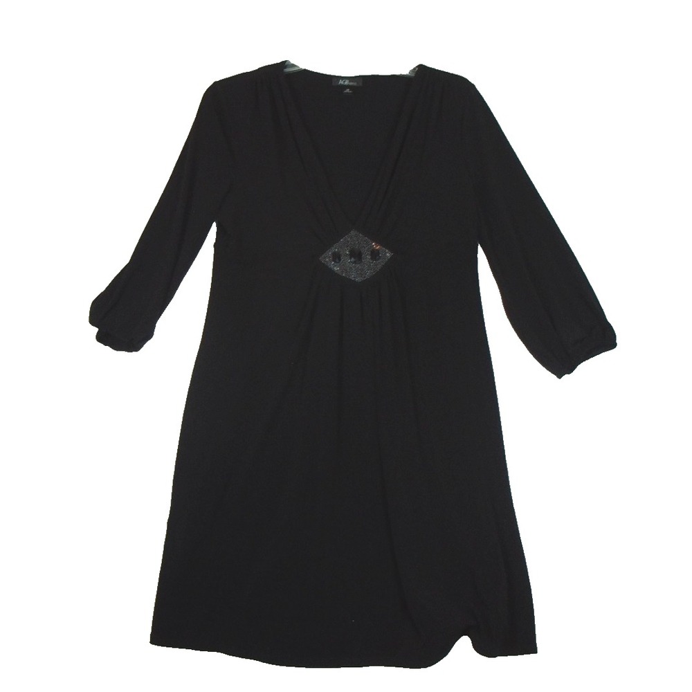 AGB Dress Rhinestone V-Neck Knee Length Dress Size 14 Glam Wedding Cocktail